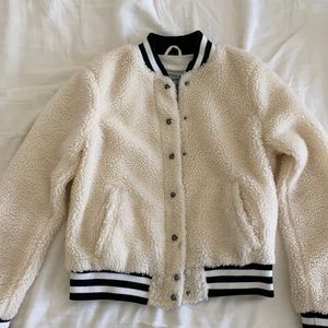 Levi’s Cream Shearling Varsity Jacket